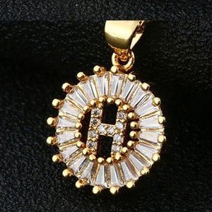 Small Initial Sun Pendant Necklace - Letter "H"